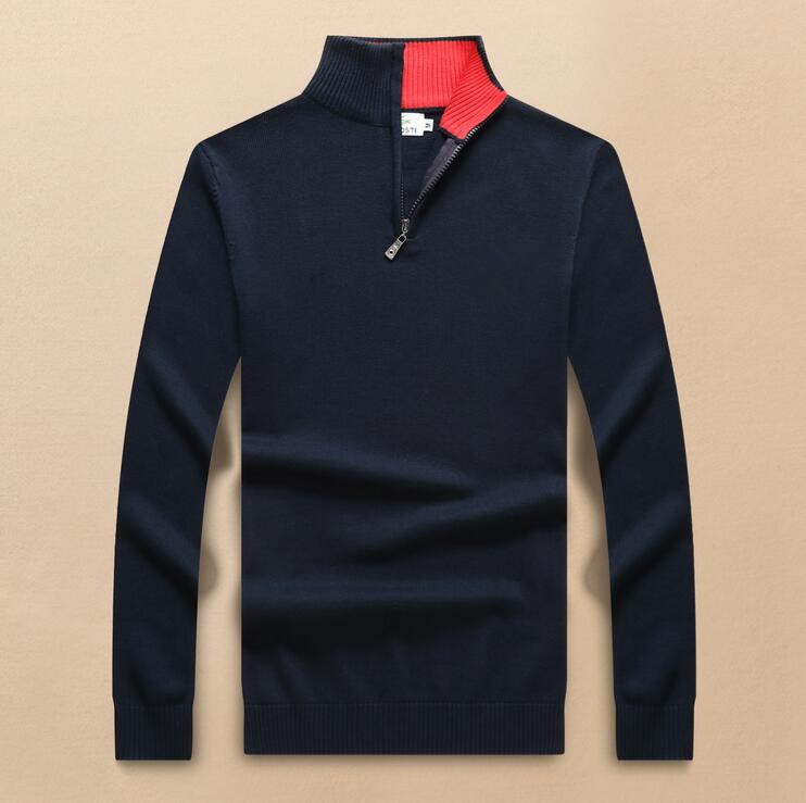 

Spring and autumn men's sweater crocodile embroidery casual zipper sweaters, Blue