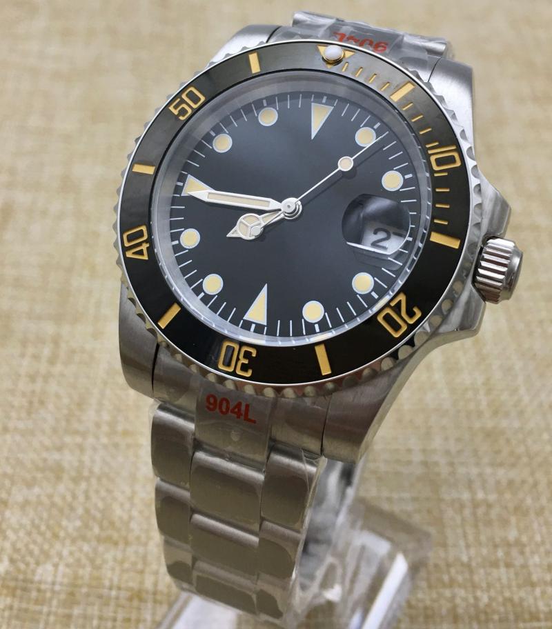 

Wristwatches 40MM Black Sterile Dial Ceramic Bezel Mechanical Automatic Watch Men's Luminous Steel Bracelet, S1