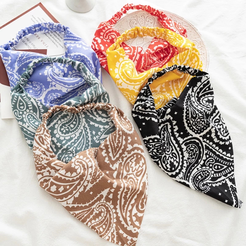 

Cute Floral Print Scrunchies Hair Scarf Elastic Band Turban Headwrap Headbands Women Triangle Bandanas Hair Accessories 2021