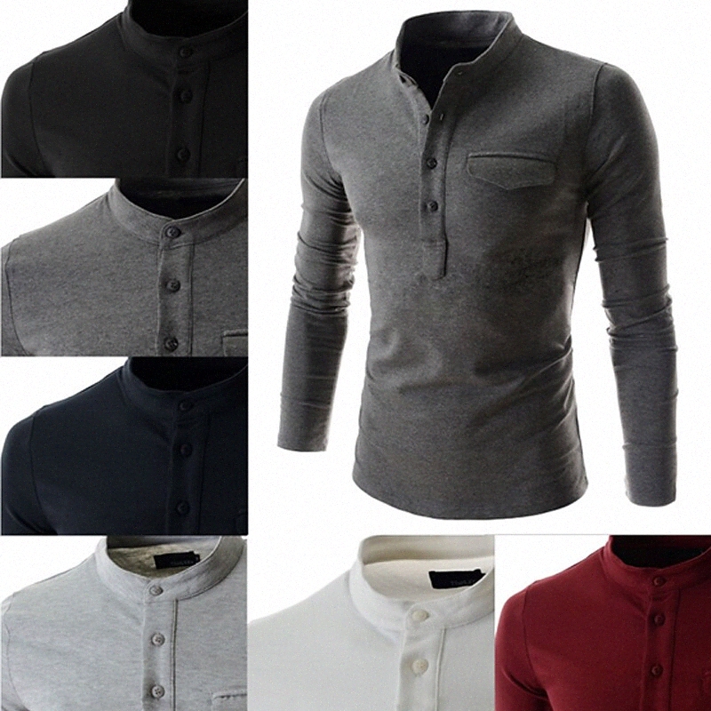 Men's Henley Shirt T shirt Solid Color Henley Casual Daily Button-Down Long Sleeve Tops Lightweight Fashion Big and Tall Gentleman Wine Whit-image-754680169