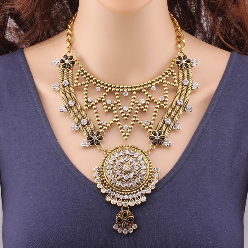 Pendant Necklaces Fashionable Design Wholesale Women Metal Chain Fashion Necklace Collar Bib Chunky Choker Statement-image-708526595