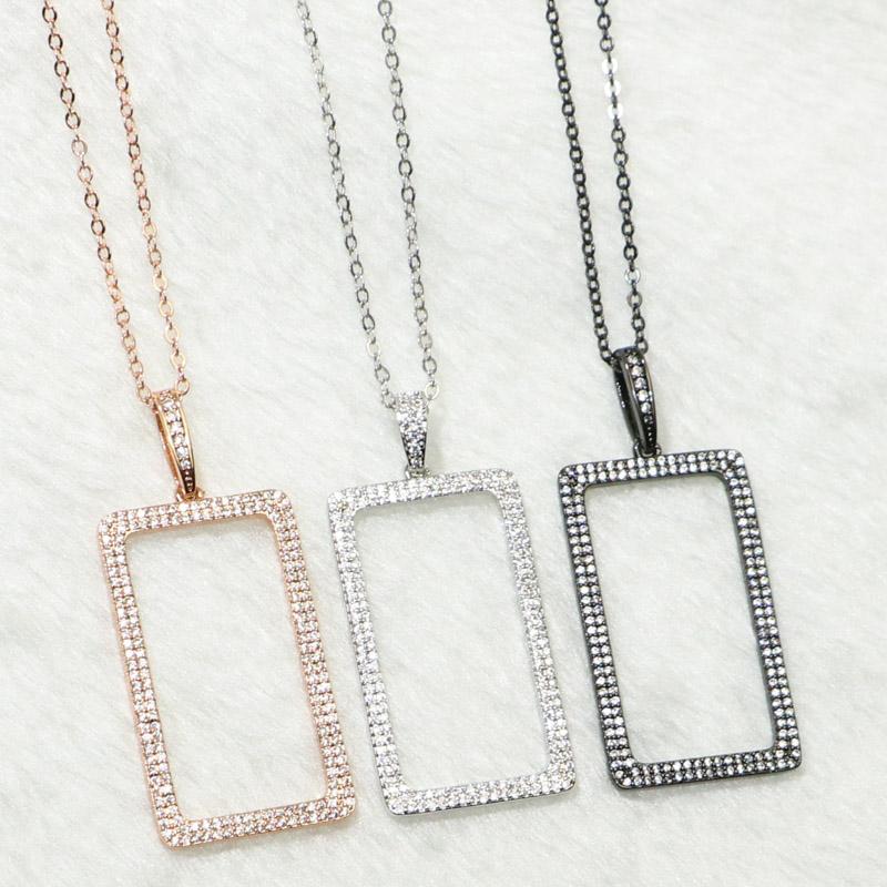 

Pendant Necklaces 4 Pc Rectangle Necklace Mix Color Hollow Zircon Charms Gift For Lady 50221