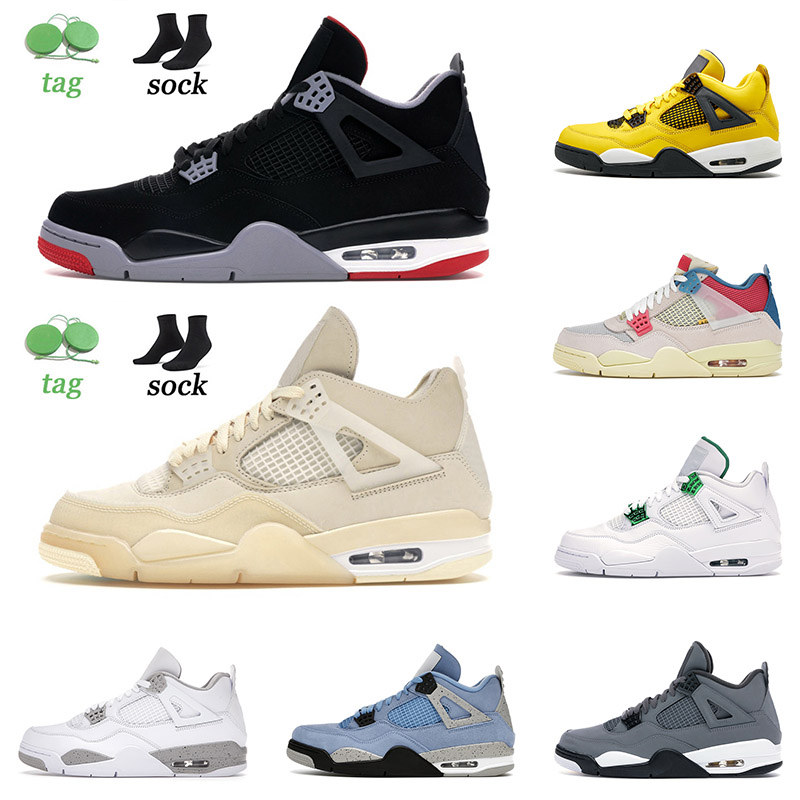

Wholesale 2021 Bred Basketball Shoes 4 4s Mens Womens Jumpman Sail University Blue Off Jordan Retro Metallic Green White Cement Sneakers Trainers SIZE 13, C42 white oreo 36-47