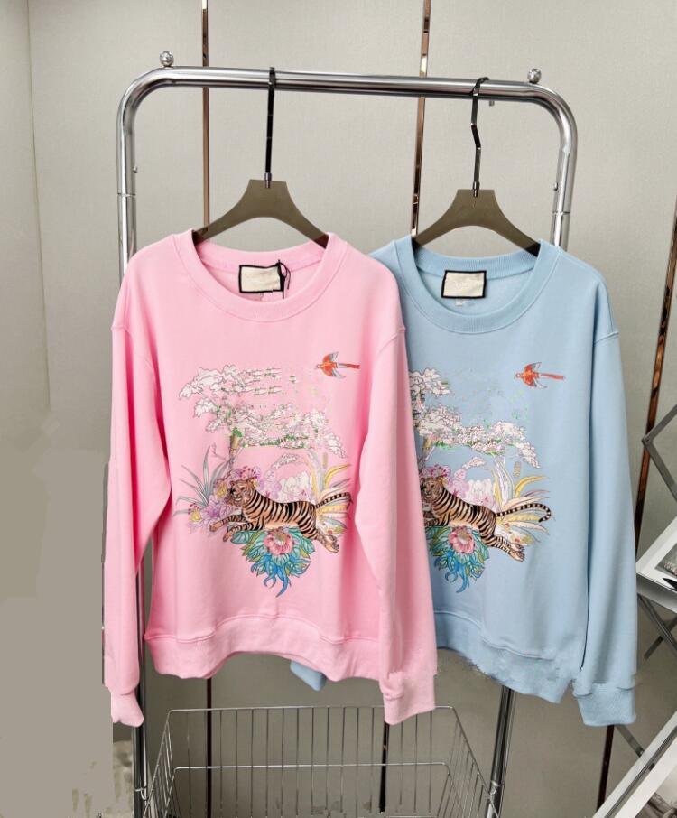 

22 Women's Sweater Tiger Year Print Letters Outer T-shirt Top Women's Age Reduction, Pink