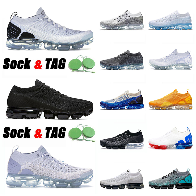 

2021 Fashion Vapourmax Fly Knit 2.0 Mens Women Running Shoes Cushions Sneakers Vast Grey Be True White Black Light Cream Celestial Teal Mica Green Off Sport Trainers, B48 volt 40-45 grey symbol-1.jpg