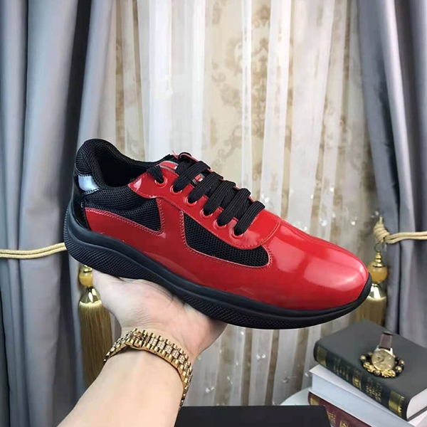 

2021selling Men Fashion Casual Shoes America's Cup Design Patent Leather and Nylon Luxy Sneakers mens shoe mkj0001
