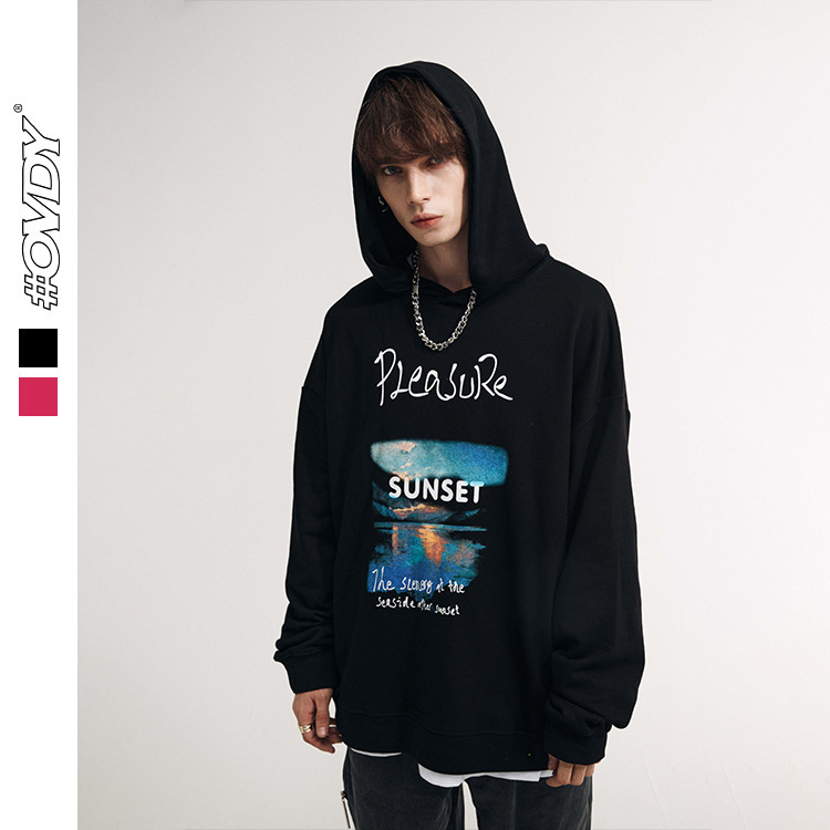 

wxwovdy american fashion brand hoodie original suzuki hand-painted hip-hop hoodie for lovers, Black