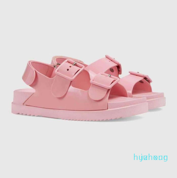 

2021 designer women men buckle sandal show style fashion Genuine Leather Rubber comfortable sandals beach party slippers large, White