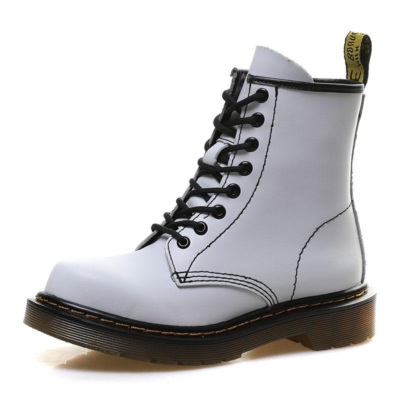 

Boots Women's British-Style 6-Hole Retro Motorcycle Short Casual Versatile Breathable Leather Women, Black