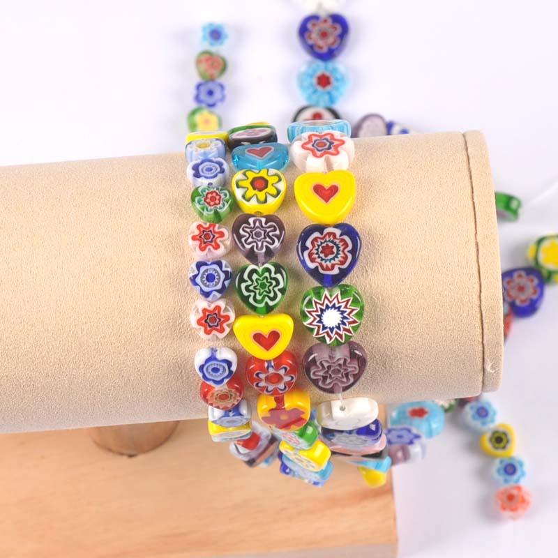 

Other 8-12mm Mixed Heart Shape Flower Patterns Millefiori Glass Loose Beads Lampwork Crafts For Jewelry Making Ykl0848