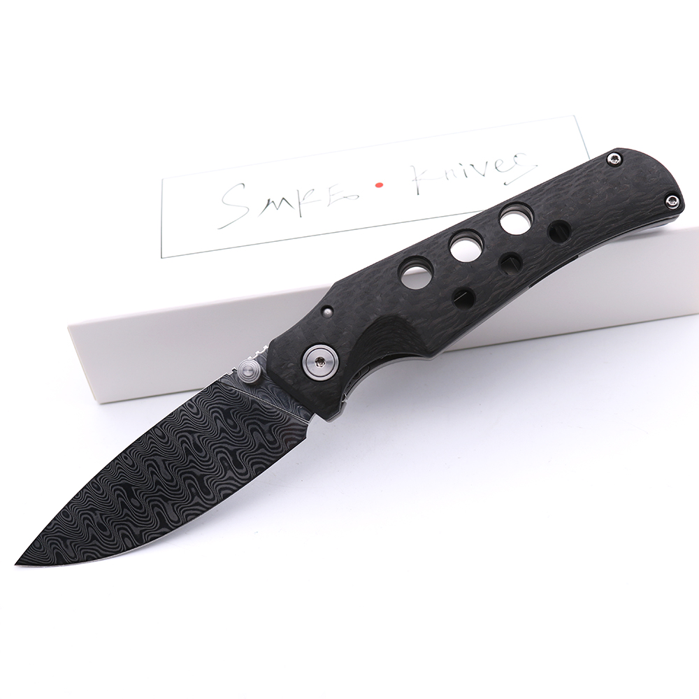

Smke Knives JG Scout Custom Pocket Folding Knife Damascus Blade Carbon Fiber Handle Survival Tactical Camping Knife Outdoor Hunting Tools