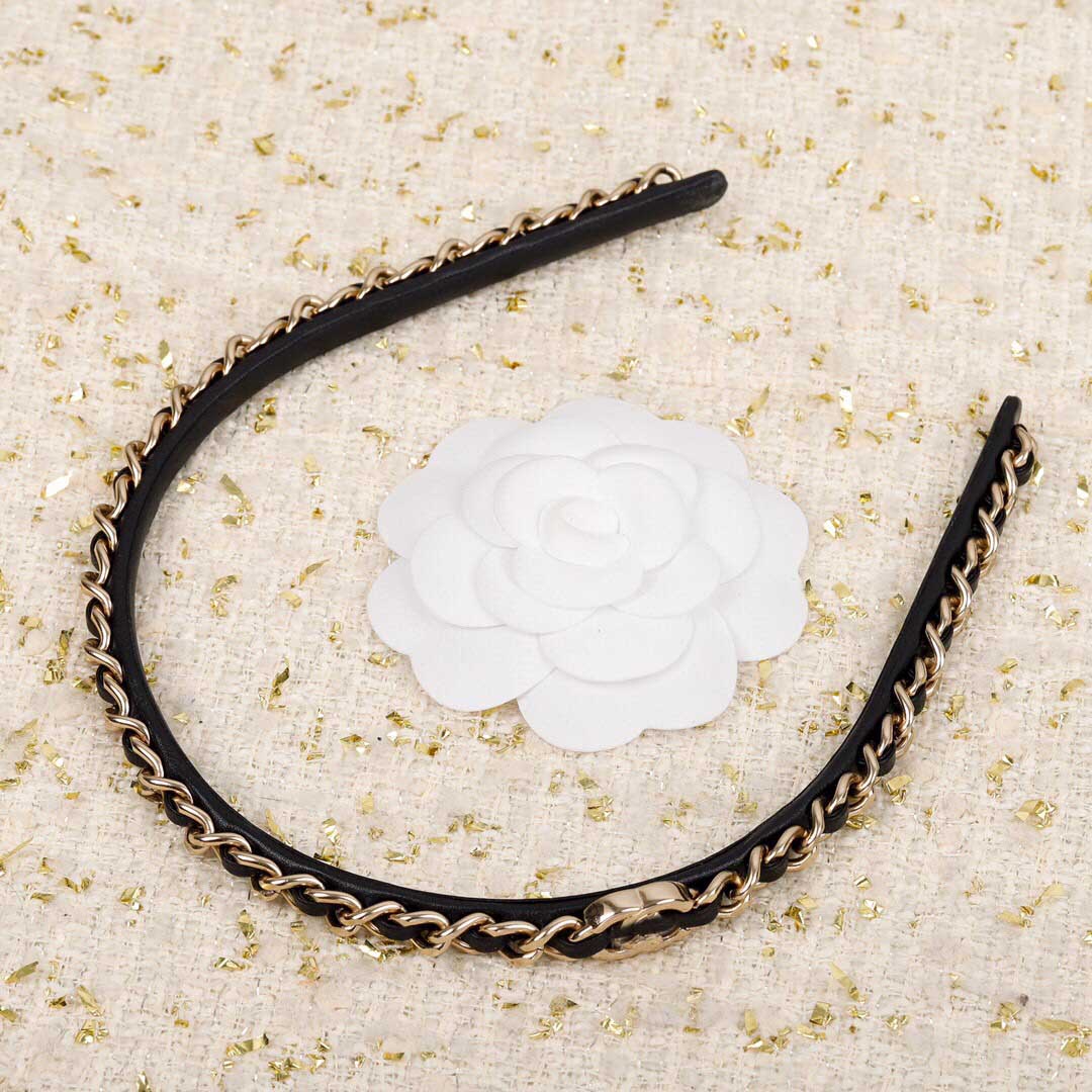 

Hair Jewelry hoop clasp with black genuine leather and gold color metal for women wedding gift PS3037, Silver