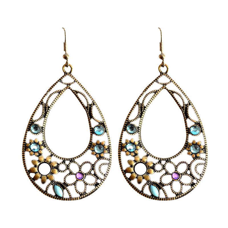 

Dangle & Chandelier Vintage Big Alloy Crystal Flower Earrings For Women Jewelry Hollow Floral Statement Earring Oorbellen Bohemian 2021