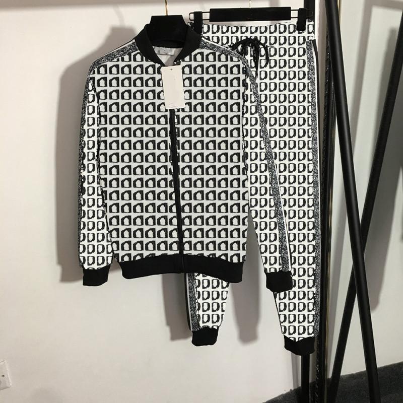 

fashion print tracksuit sets two piece pants full letter designer men women sport suit set outdoour casual jacket pant, White
