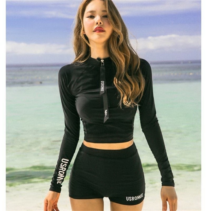 

Sexy Swimsuit Swimwear Women Two piece Swimsuit For Bathing Suit High Waist Bikini Set Push Up Swimwear Long sleeve Female Swim 210407, Qmy8803