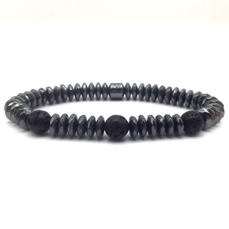 

Beaded, Strands 2021 Classic Round Strand Bracelet Men Handmade Simple Lava Stone Hematite Bead For Jewelry Gift