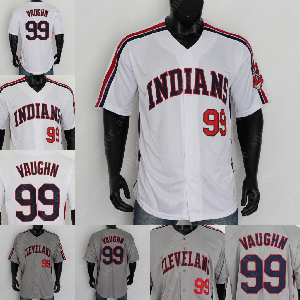 

99 Ricky Vaughn Jersey White Gray Baseball Jerseys, White turn back