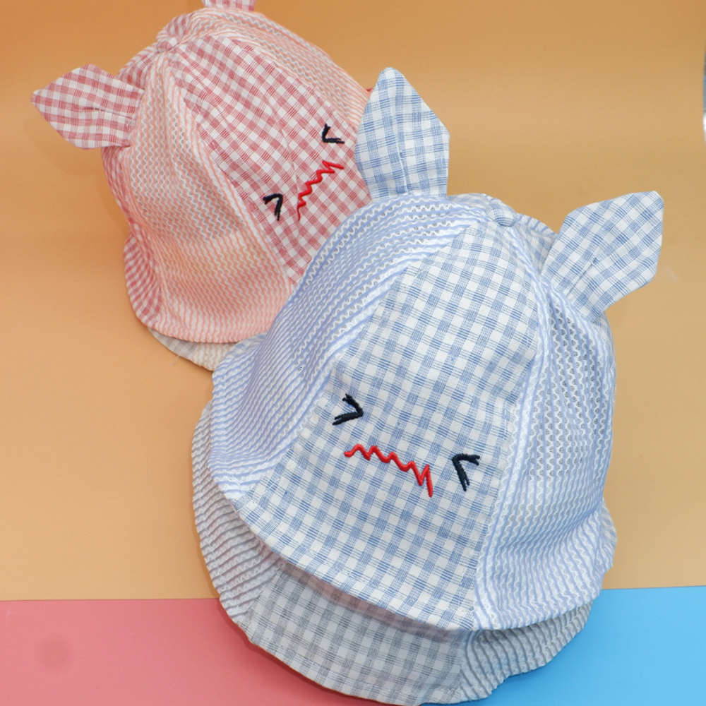 

Sun hat for children Korean Fisherman's baby cartoon net boys and girls children's basin sunscreen sun hat tide, Yellow