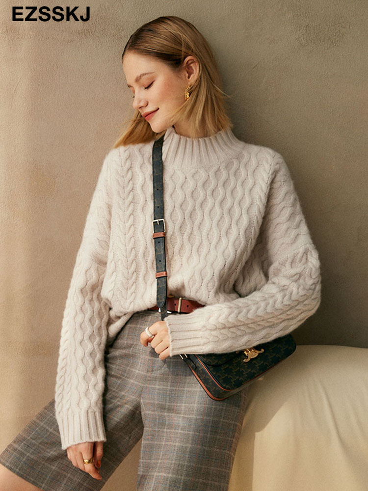 

Autumn Winter basic oversize thi Sweater pullovers Women 2021 LOOSE needle twist sweater pullovers female Long Sleeve, Default color