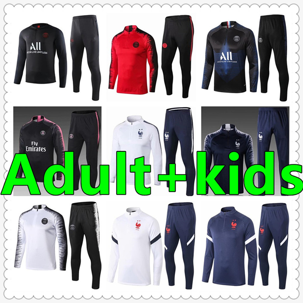 

equipe de France POGBA KANTE GIROUD mens soccer tracksuit survetement foot jerseys maillot 2021 kids Trainers football jersey training jacket, Black
