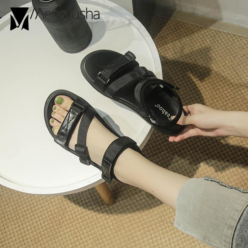 

Air-mesh Platform Sandals Women Double Buckle Strap Gladiator Sandalias Summer Beach Shoes Anti-slip Casual Sandale Femme 2021, Black