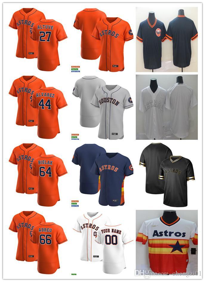 

Men Women Youth Houston Astros 66 Bryan Abreu 27 Jose Altuve 44 Yordan Alvarez 64 Brandon Bielak Custom Baseball Jersey Bla, Blue;black