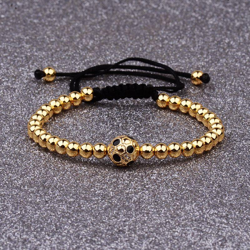 

Beaded, Strands 2021 Charm Bracelet Copper Gold Color Football Ball Braiding Adjustable Friendship Men Jewelry