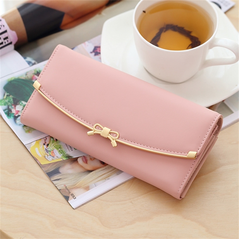 

2020 new women's long buckle wallet large banknote clip multi-functional cute hand bag women, Blue