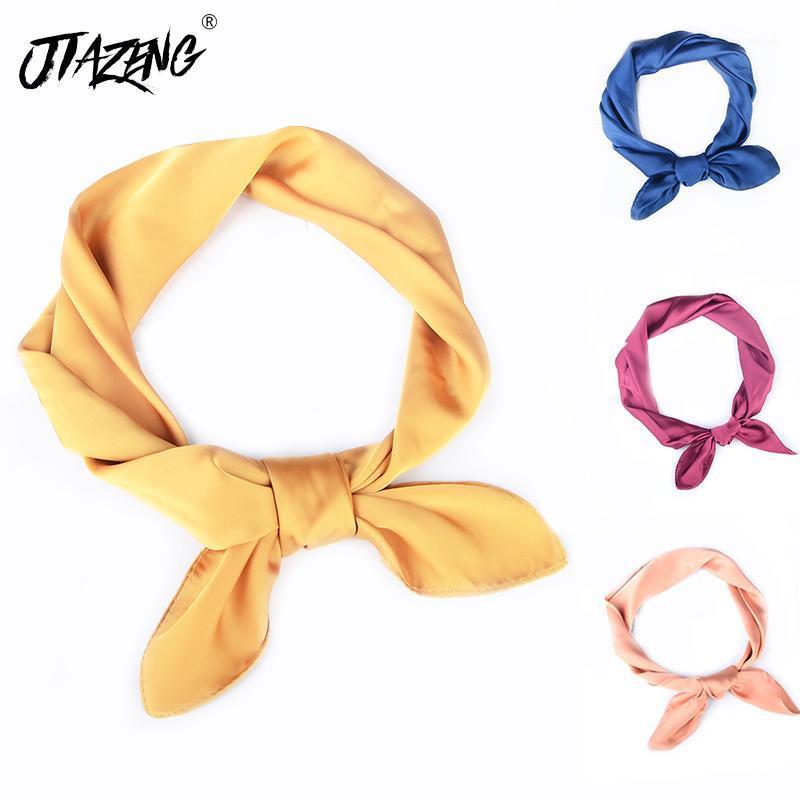

Scarves Pure Color Bag Scarf Women Silk Fashion Lady Square Soft Shawls Solid Bandana, Blue;gray