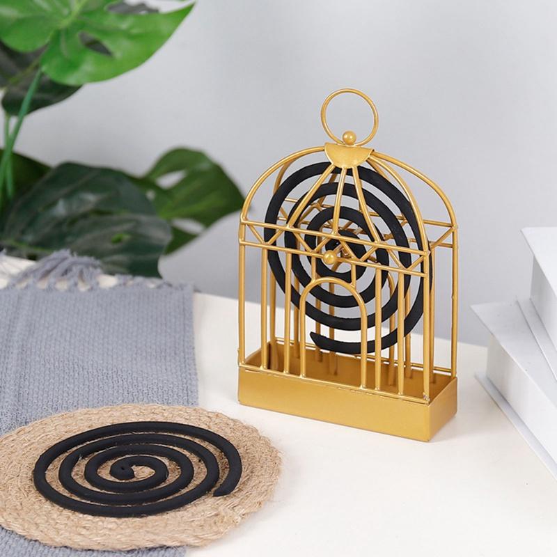 

Creative Mosquito Coil Holder Nordic Style Birdcage Shape Summer Day Iron Repellent Incense Rack Plate Home Decoration Fragrance Lamps
