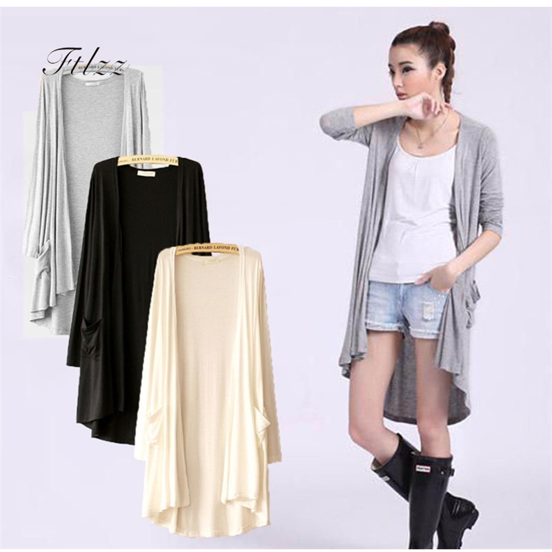 

Summer Autumn Meidum Long Cardigan Women Slim Sleeved Jacket Fashion Solid Basic Womens Coats Ladies Outerwear 210602