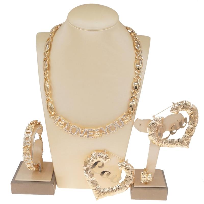 

Earrings & Necklace YULAILI Women Fashion Jewelry Set Mother Day Gift Heart, Silver