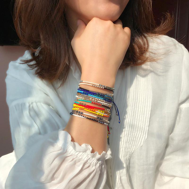 

Beaded, Strands 2021 Boho Retro Fashion Colorful Bead Bohemian Crystal Bracelet Simple Handwork Beaded For Women Jewelry Accessories