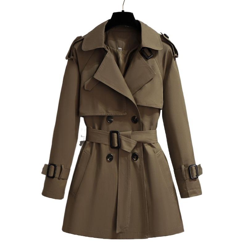 

Women' Wool & Blends Windbreaker Fashion Mid-length High-end Atmospheric Tooling British Temperament Was Thin Spring And Autumn Coat Jacket, Black