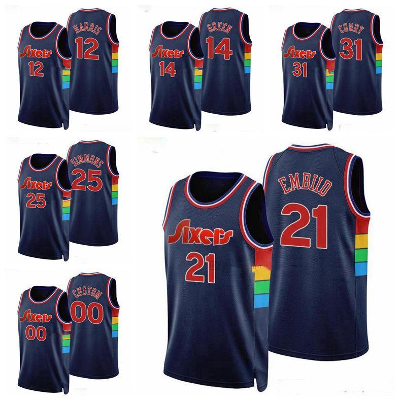 

Basketball jersey Joel Embiid #21 Tyrese Maxey #0 Curry #31 Harris #12 PhiladelphiaCity 2021-22 75TH Diamond jerseys in stock Men Youth Kid, Color5