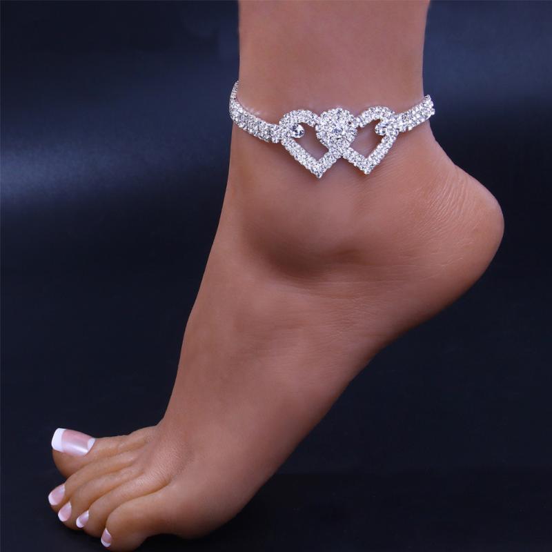 

Anklets Shining Crystal Rhinestone Elastic For Women Ankle Bracelet On The Leg Layered Anklet Foot Jewelry Enkelbandje, Red;blue