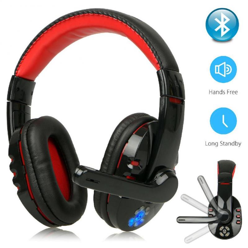 

ET V8-1 Headphones V5.0 Bluetooth Gaming Headset OVLENG alien Wireless Stereo Earphone With Microphone for PC Phone Laptop Computer, Red