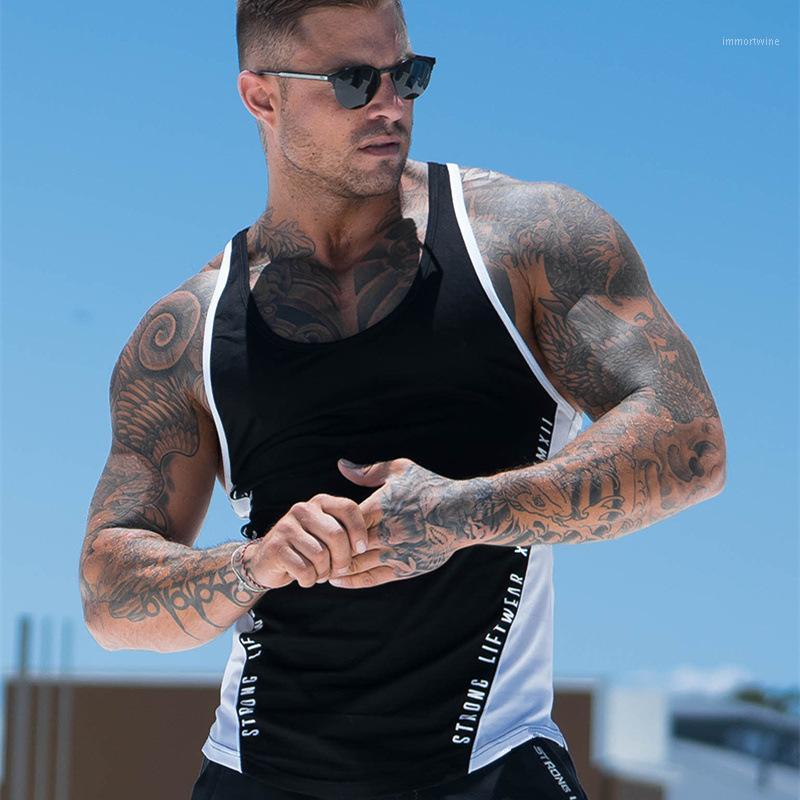 

Men's Tank Tops 2021 Muscle Aesthetics Summer Sleeveless Vest Breathable Slim Sports Fitness Tight Bottoming I-Shaped Quick-Drying, Black
