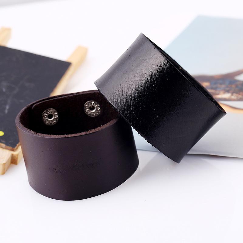 

Charm Bracelets Fashion Punk Wide Genuine Leather Bracelet Black Brown Cuff & Bangles For Men Vintage Wristband Unisex Jewelry