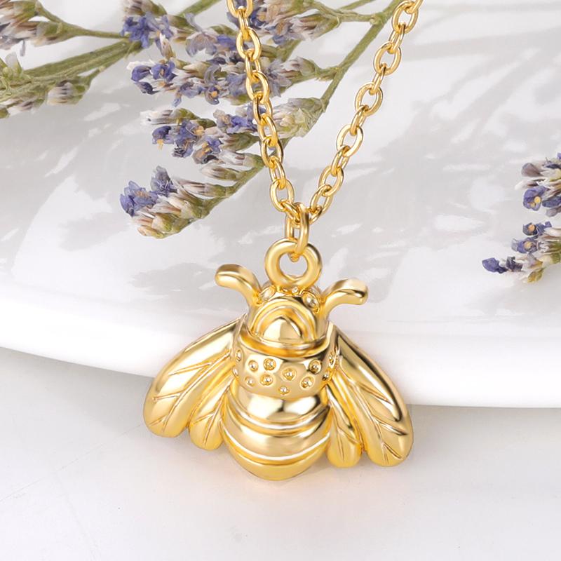 

Pendant Necklaces Fashion High Quality Cute Insect Bee Necklace Gold Color HoneyBee Choker Bijoux For Women Accessories Gift, Silver