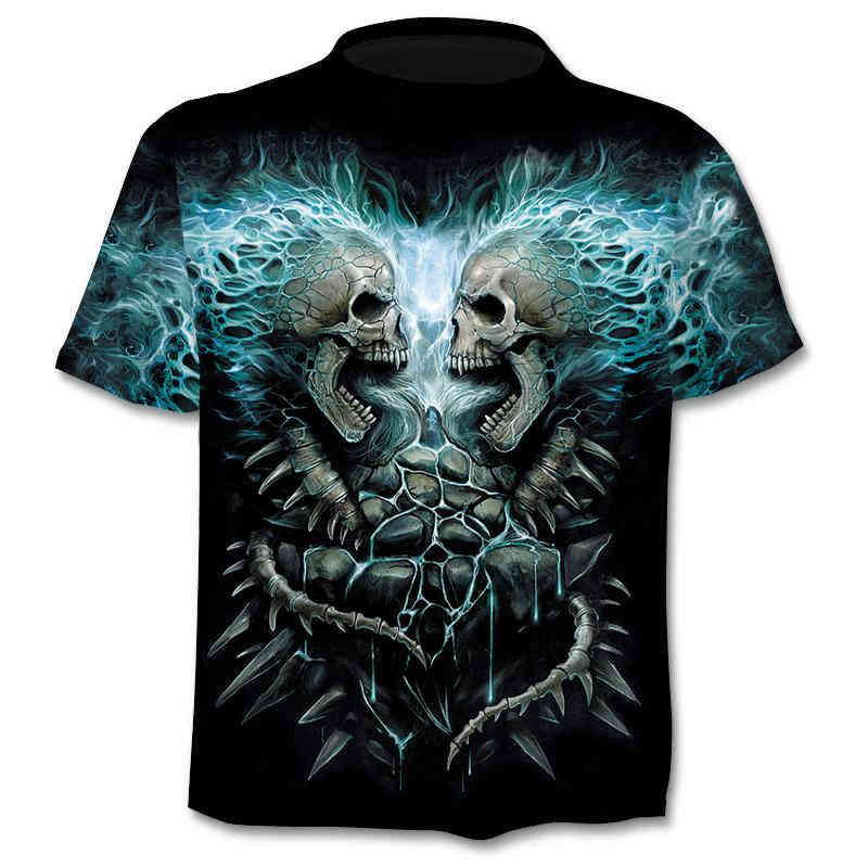 Fake Jacket Print Skull 3d Summer Trendy T-Shirt Men/Female Short Sleeve Top-image-679311806