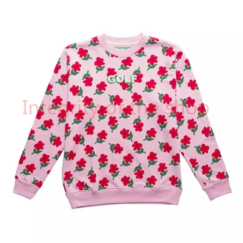 

Mens Designer Hoodies GOLF WANG 17f/w FIND SOME TIME CREWNECK Pink Flower High Street Fashion Hooded Sweatshirt, Black