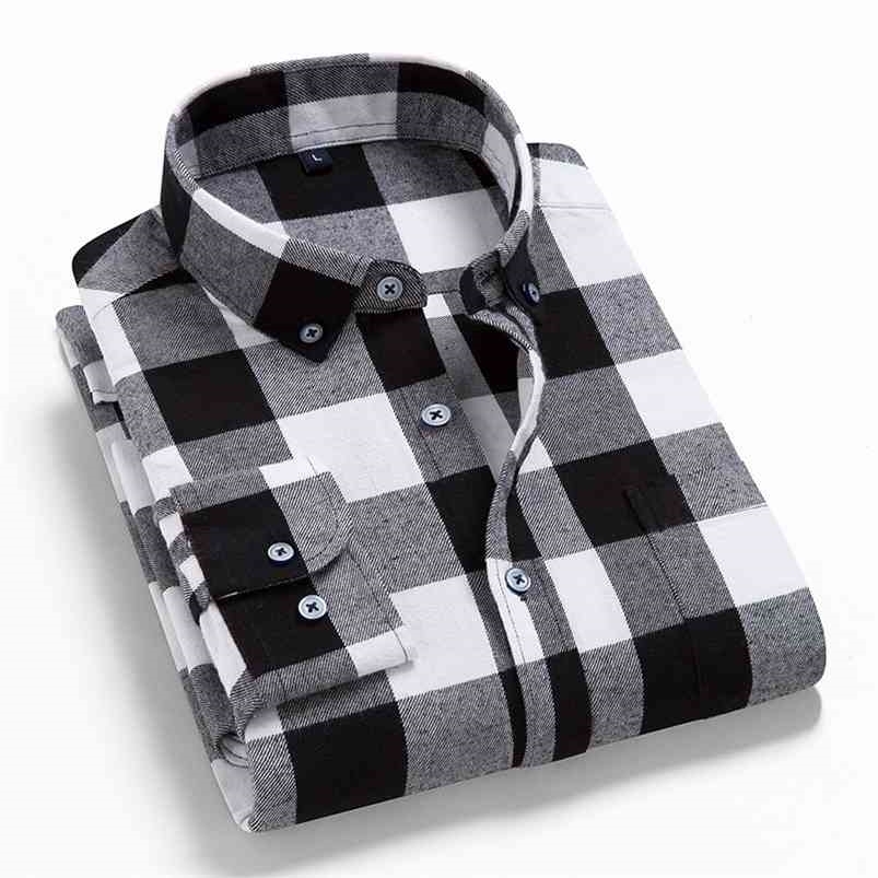 

Spring Autumn Plaid Shirt Men Cotton Male Casual Long Sleeve High Quality Man Clothes 210721, T0c08