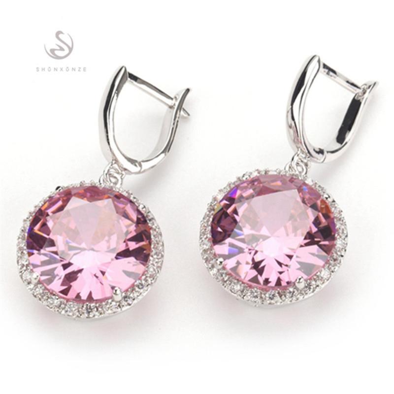 

Dangle & Chandelier SHUNXUNZE Earrings For Women Accessories Luxury Pink Purple Light Blue Rainbow Cubic Zirconia Rhodium Plated R146 R486 R