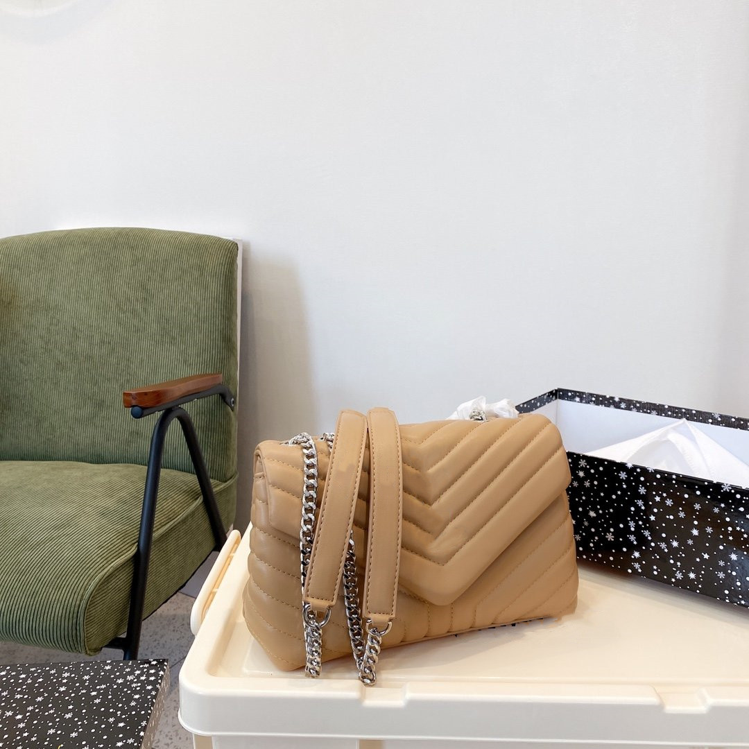 

ysiykiy Women designer handbags square fat LOULOU chain women's bag large-capacity shoulder bags high quality quilted messengerbag