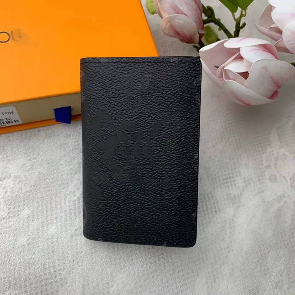 

Classic Palm Print Short Wallets Business Casual Multi-Card Slots Large Capacity Men's Wallet Luxury Designer Letter Printing Women Clutch Bags Plaid Coin Purse, Black 1