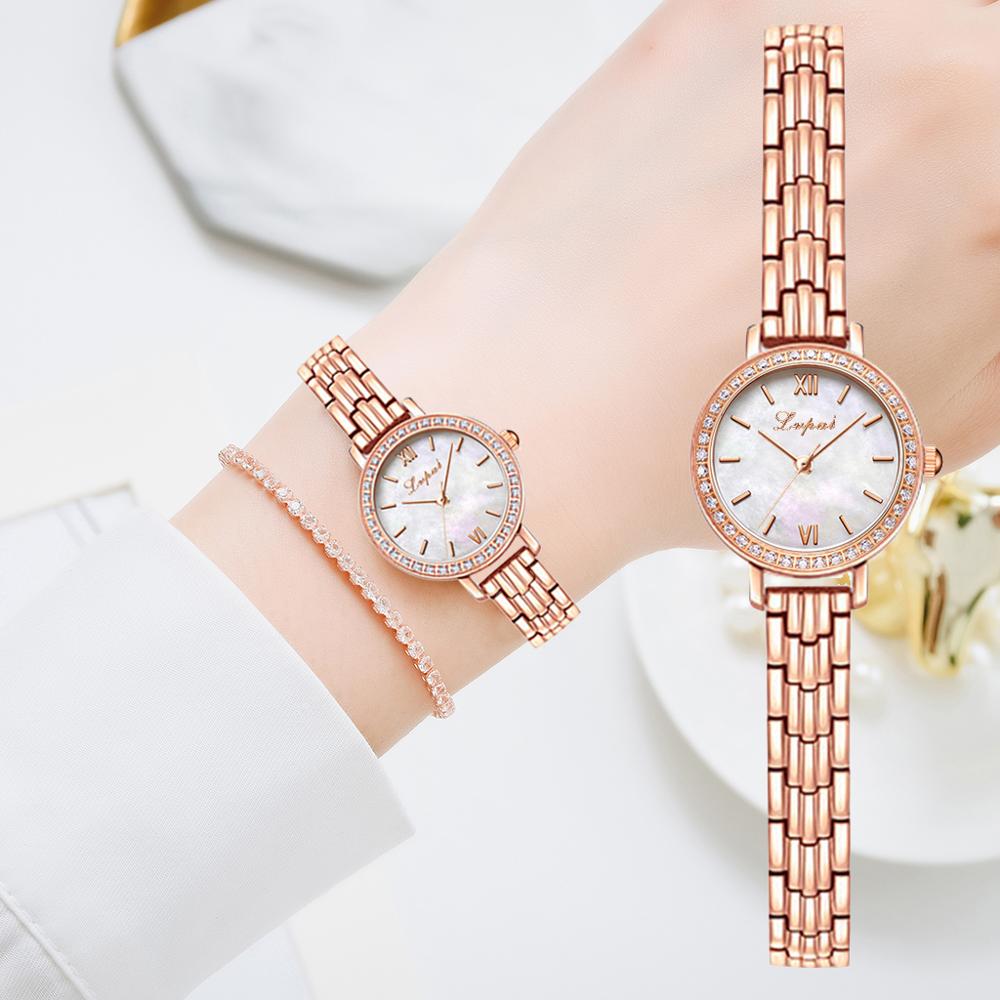 

Luxury Ladies Watch Diamond Bracelet Stainless Steel Chain Watch For Women Rose Gold Dress Casual Quartz Watch Clock Reloj Mujer, Brown
