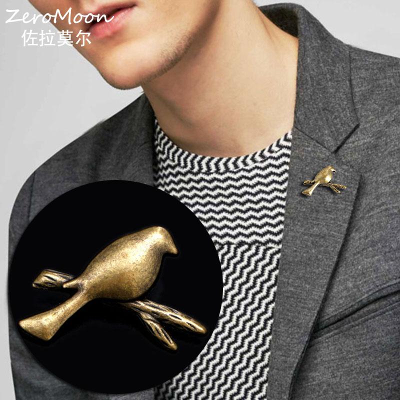 Pins, Brooches Vintage Metal Bird Lapel Pin Animal Scarf Clip Man Suit Accessory Fashion Jewelry-image-707212235
