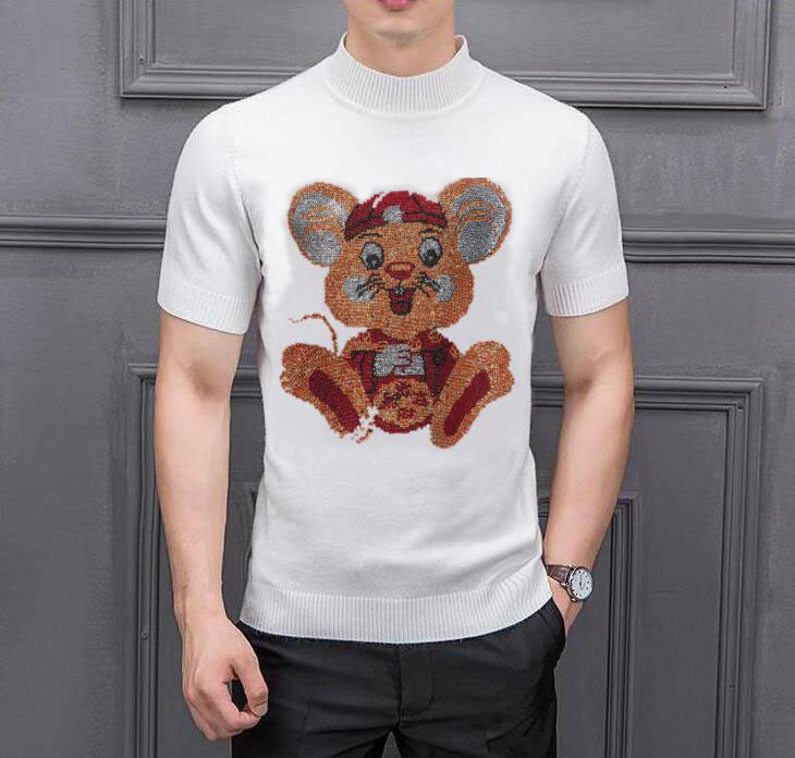 

2021 fashion man sweater men's 100% cotton Rhinestones top Pullovers, Yellow