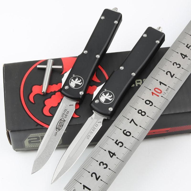 

High quality Microtech Mini UTX70 Ultratech UTX-85 UTX85 UTX-70 UTX70 Knife D2 Blade T6 Aluminum (CNC) Handle Outdoor Camping Knives EDC tool